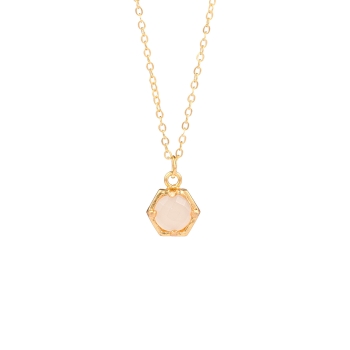 Necklace made from brass, goldplated, Chalcedony